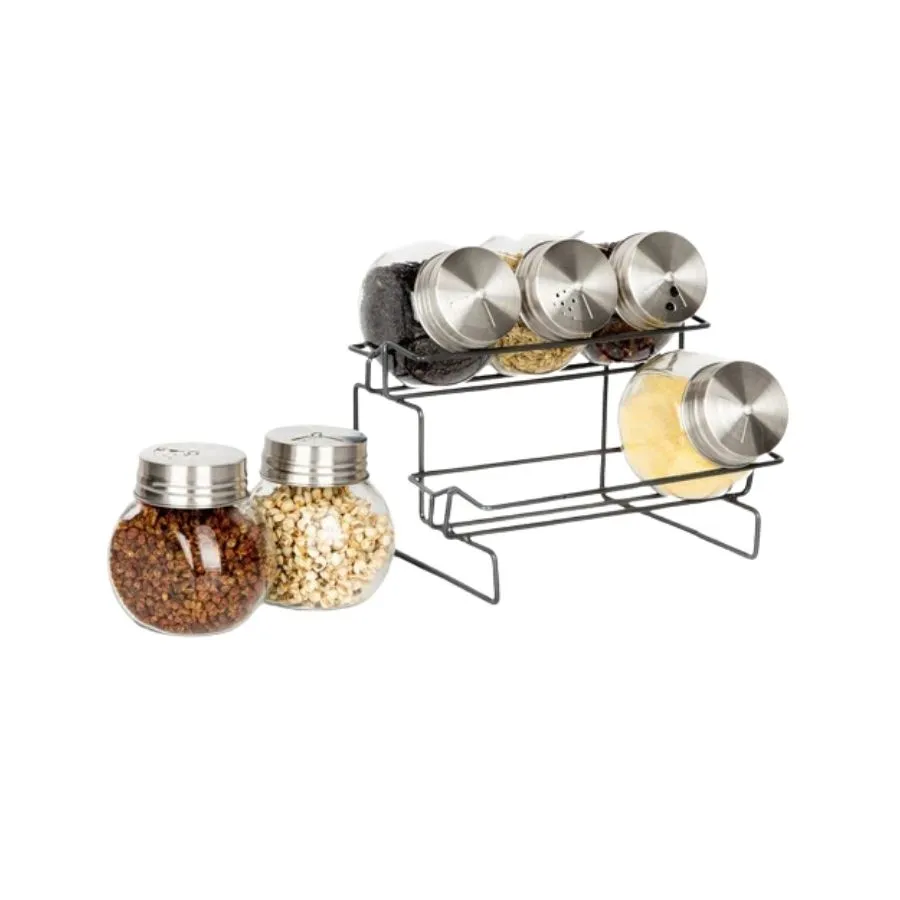 Especiero de vidrio x 6 con base recta doble – HUDSON