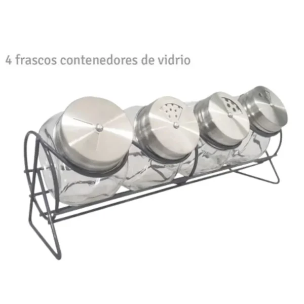 Especiero vidrio x 4 con base recta – HUDSON