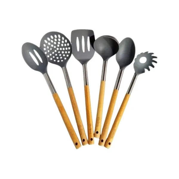Set de utensilios de nylon x 6 con mango de madera – HUDSON