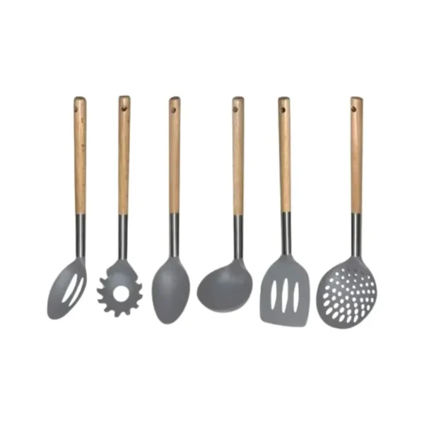Set de utensilios de nylon x 6 con mango de madera – HUDSON