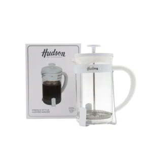 Cafetera de vidrio con émbolo 600 ml blanca – HUDSON