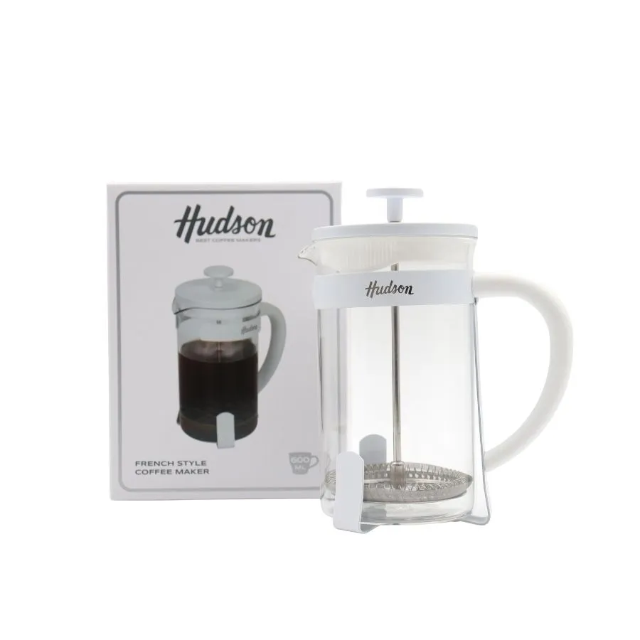 Cafetera de vidrio con émbolo 600 ml blanca – HUDSON