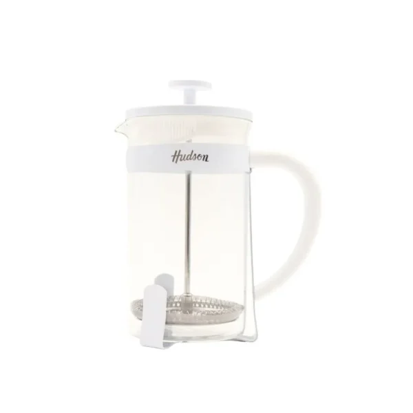 Cafetera de vidrio con émbolo 600 ml blanca – HUDSON