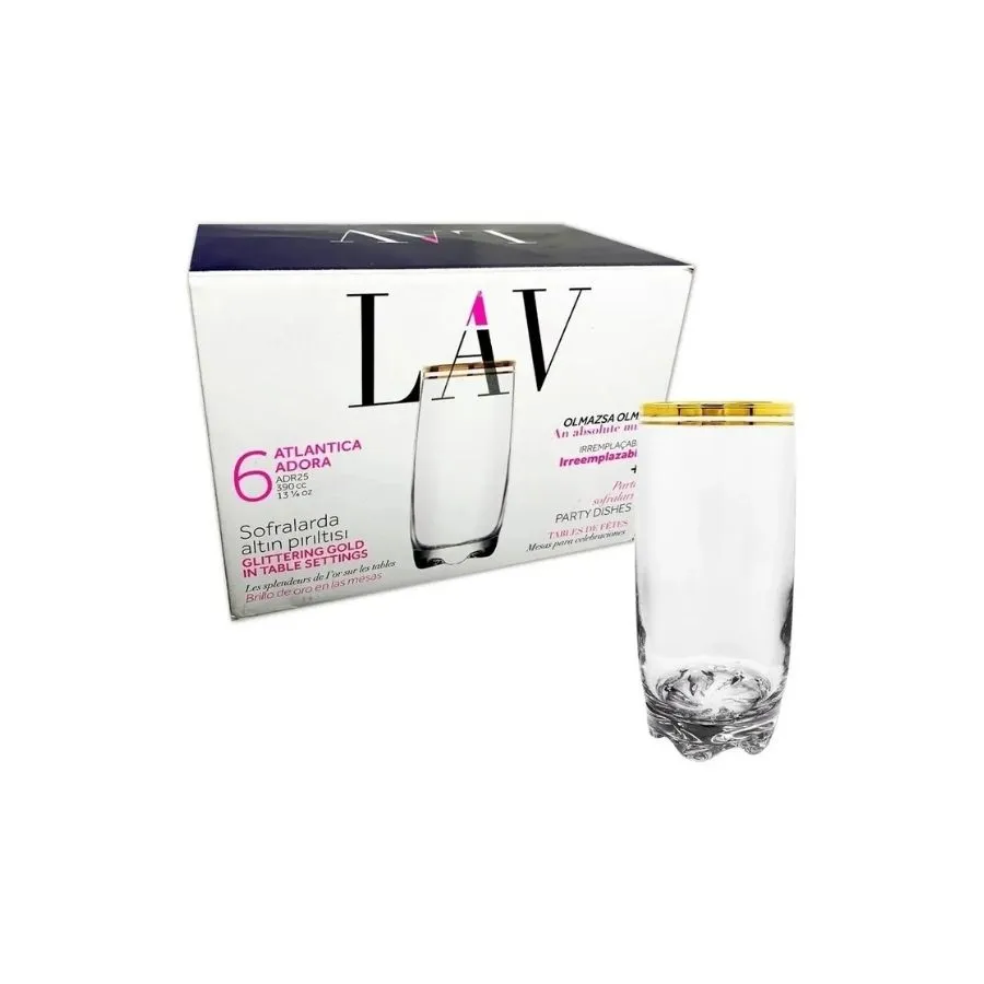 EST 6 VASOS ATLANTICA ORO T/L 370 cc