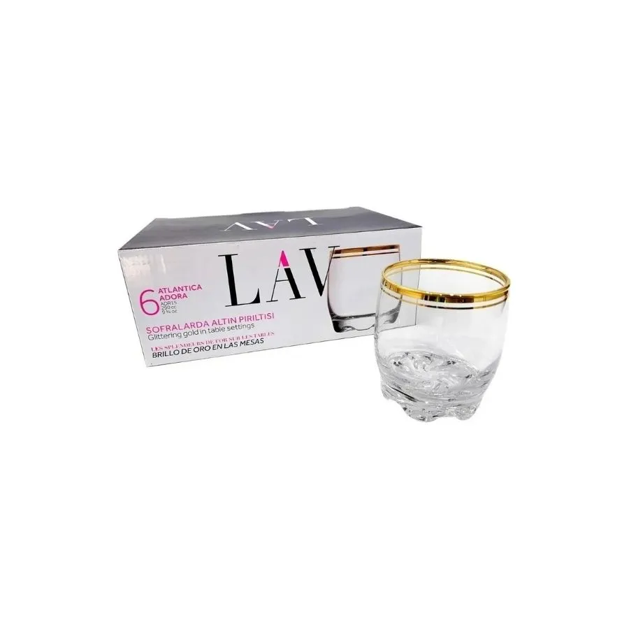 EST 6 VASOS ATLANTICA ORO WHISKY 290 cc