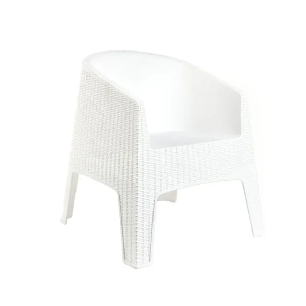 Sillón plástico ratán Ibiza blanco – GARDENLIFE