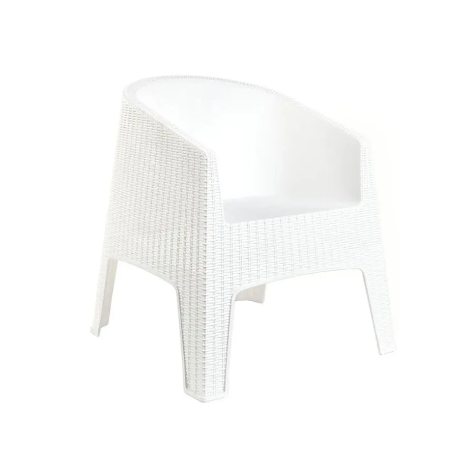 Sillón plástico ratán Ibiza blanco – GARDENLIFE