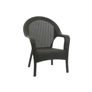 Sillón plástico ratán Qatar negro – GARDENLIFE