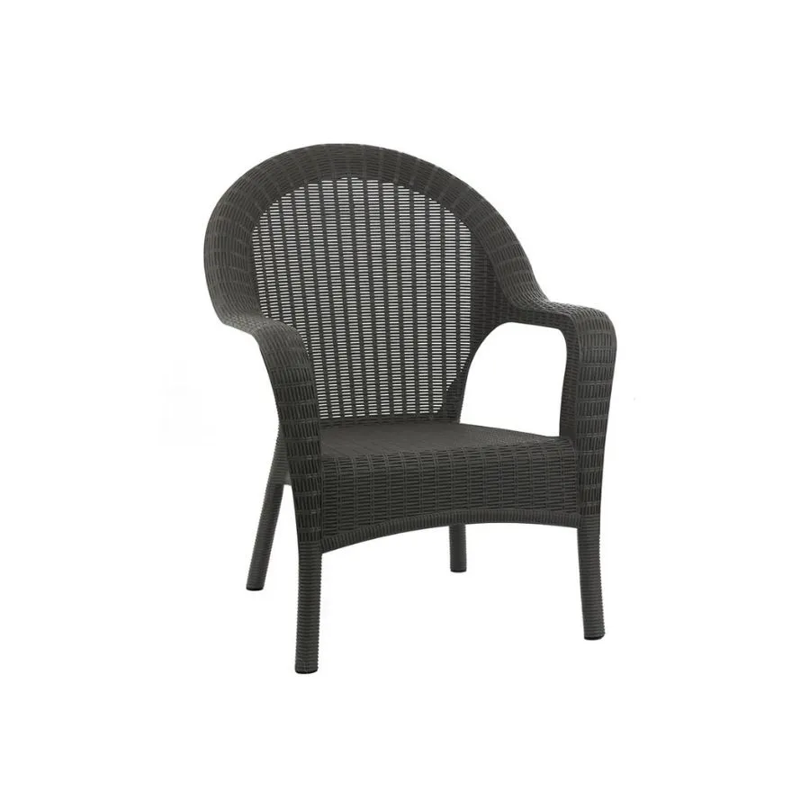 Sillón plástico ratán Qatar negro – GARDENLIFE