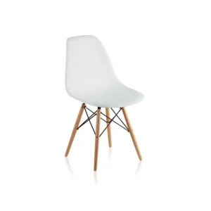 Silla Eames blanca con patas de madera – GARDENLIFE