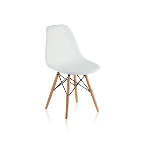Silla Eames blanca con patas de madera – GARDENLIFE