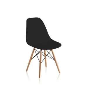 Silla Eames negra con patas de madera – GARDENLIFE