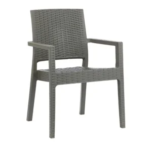 Sillón apilable Milano símil ratán grafito – GARDENLIFE