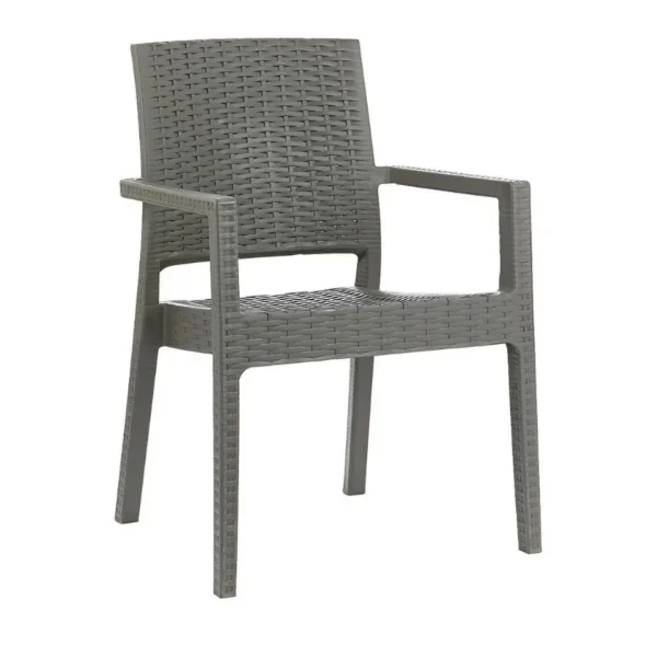 Sillón apilable Milano símil ratán grafito – GARDENLIFE