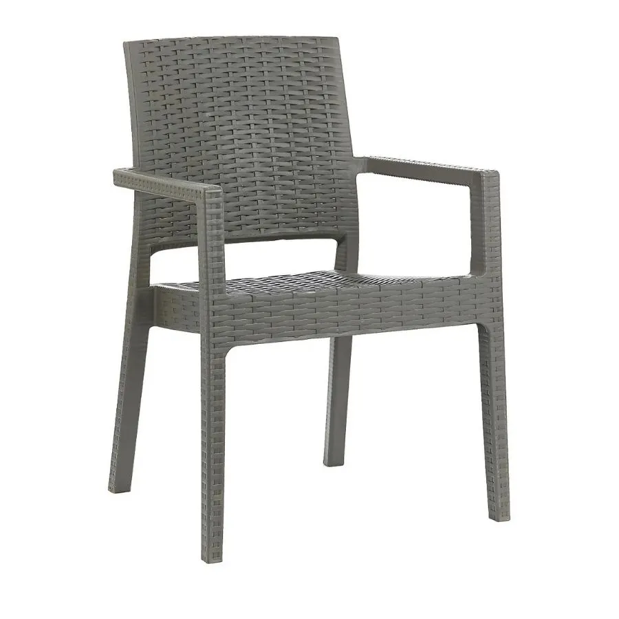 Sillón apilable Milano símil ratán grafito – GARDENLIFE