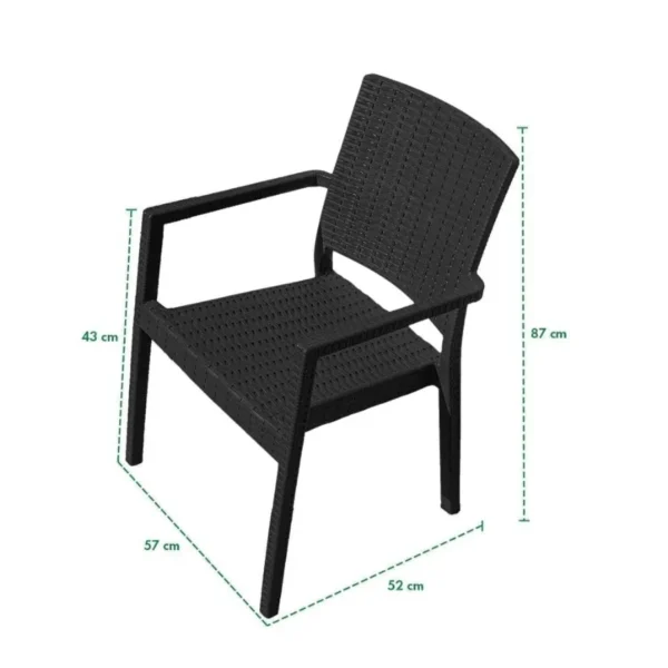 Sillón apilable Milano símil ratán grafito – GARDENLIFE