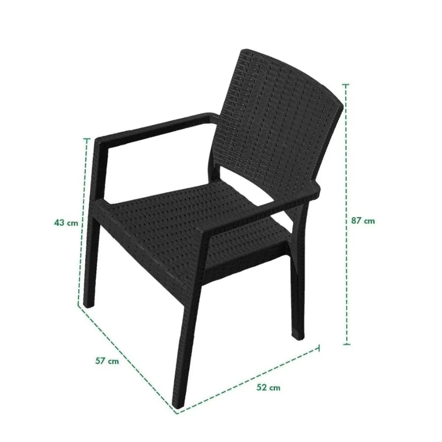 Sillón apilable Milano símil ratán grafito – GARDENLIFE