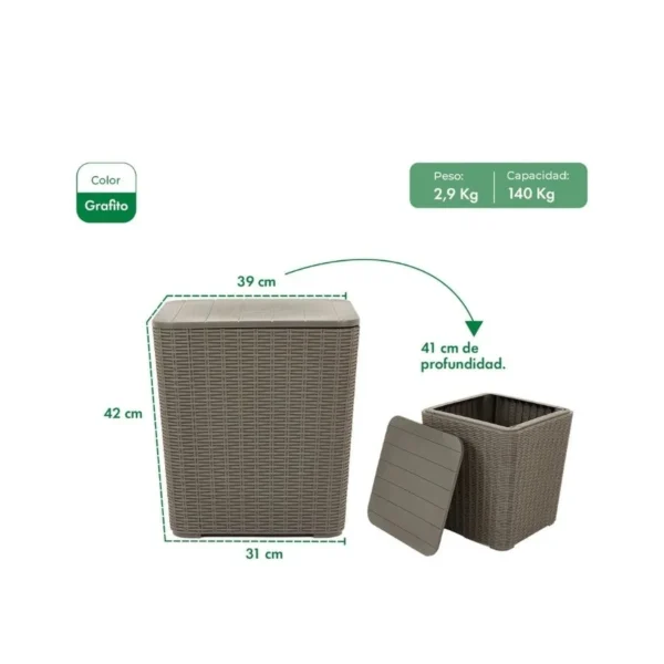 Mesa auxiliar Capri grafito 40 x 40 cm – GARDENLIFE