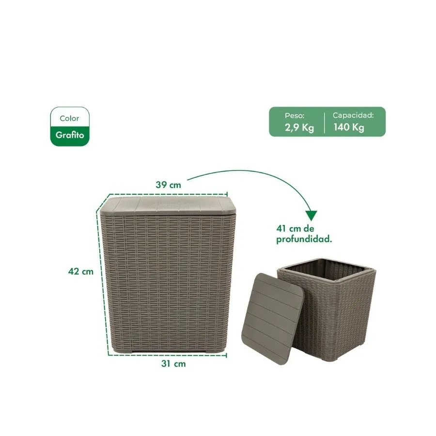Mesa auxiliar Capri grafito 40 x 40 cm – GARDENLIFE