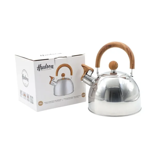 Pava acero silbadora mango simil madera 1,5 L – HUDSON
