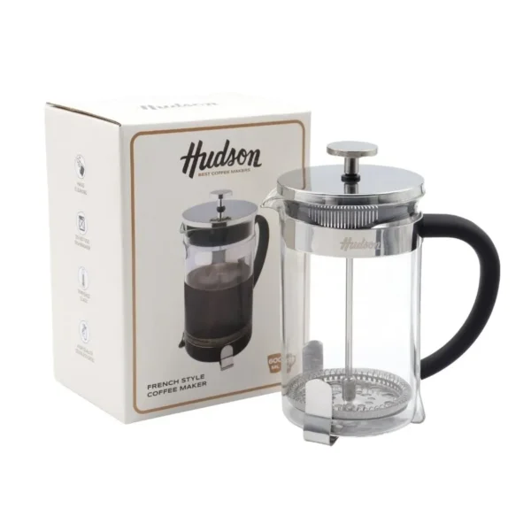 Cafetera de vidrio con émbolo 600 ml plata – HUDSON