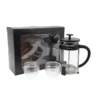 Set cafetera de vidrio con émbolo 600 ml con 2 vasos negros