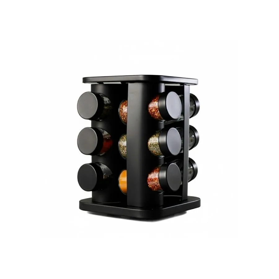 Especiero giratorio 12 piezas negro – NOUVELLE CUISINE