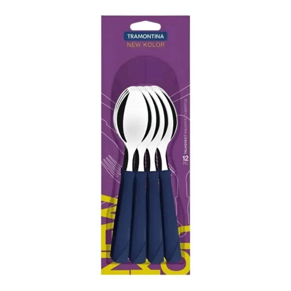 Cuchara de té New Kolor azul x 12 – TRAMONTINA