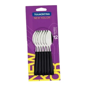 Cuchara de té New Kolor negro x 12 – TRAMONTINA