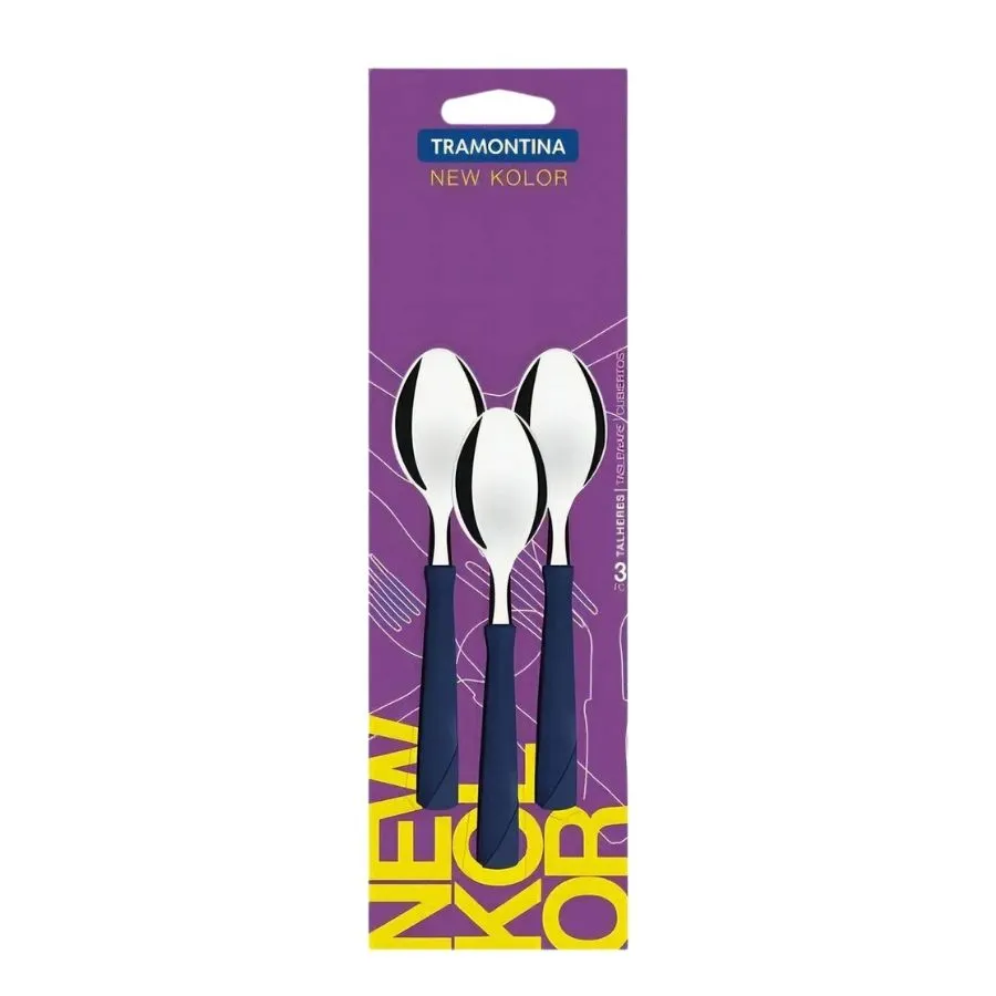 Cuchara de té New Kolor azul x 3 – TRAMONTINA
