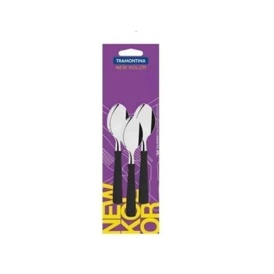Cuchara de té New Kolor negro x 3 – TRAMONTINA
