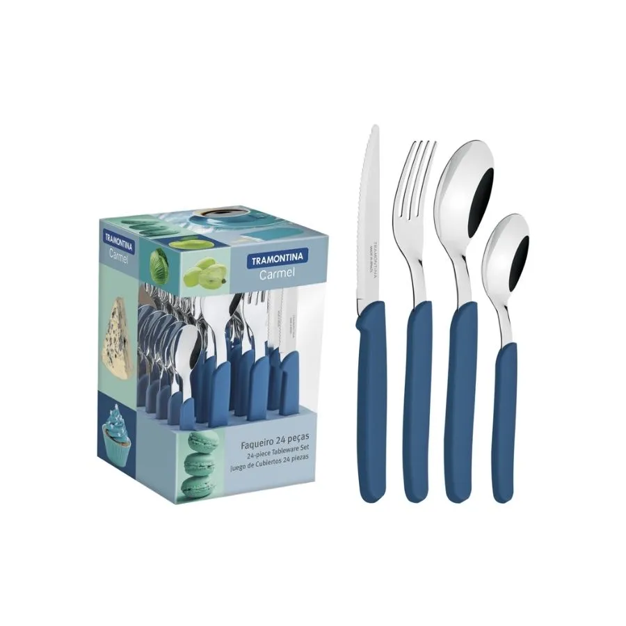 CUBIERTOS SET x 24 PZ T.CARMEL AZUL