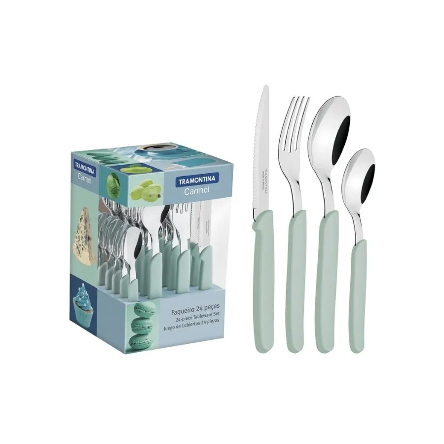 Juego de cubiertos Carmel celeste x24 – TRAMONTINA