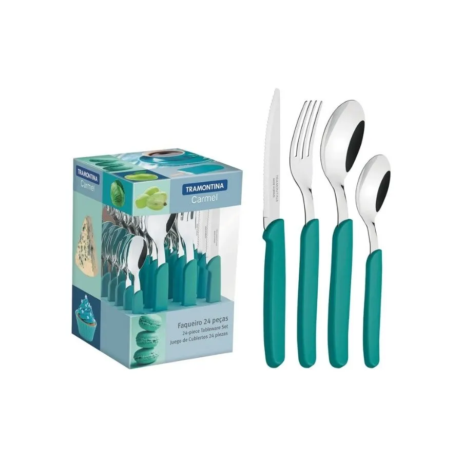CUBIERTOS SET x 24 PZ T.CARMEL CELESTE