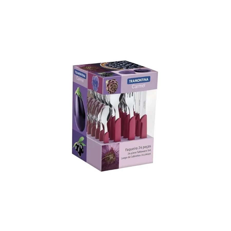 Juego de cubiertos Carmel fucsia x24 - TRAMONTINA