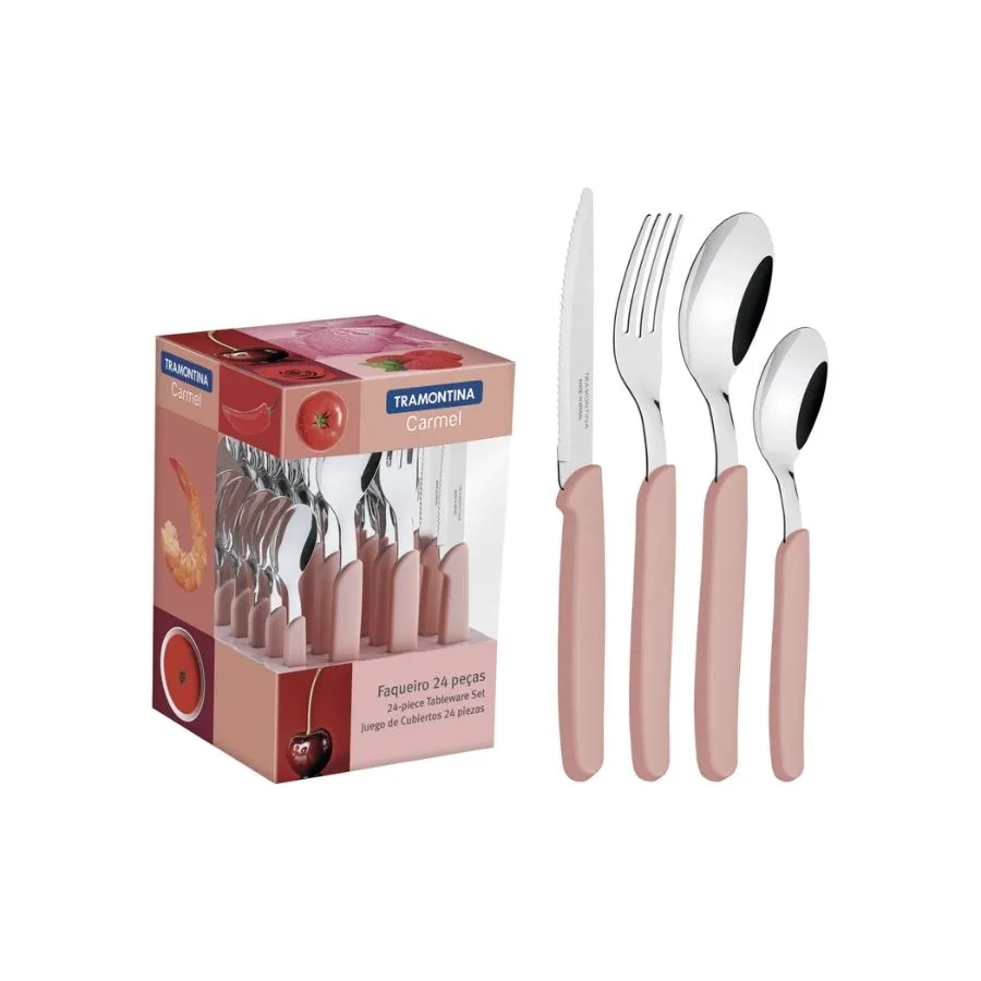 CUBIERTOS SET x 24 PZ T.CARMEL ROSA