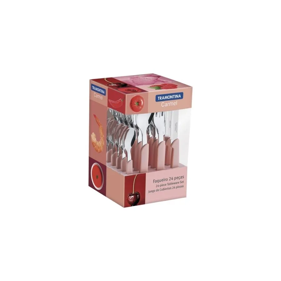 Juego de cubiertos Carmel rosa x24 - TRAMONTINA