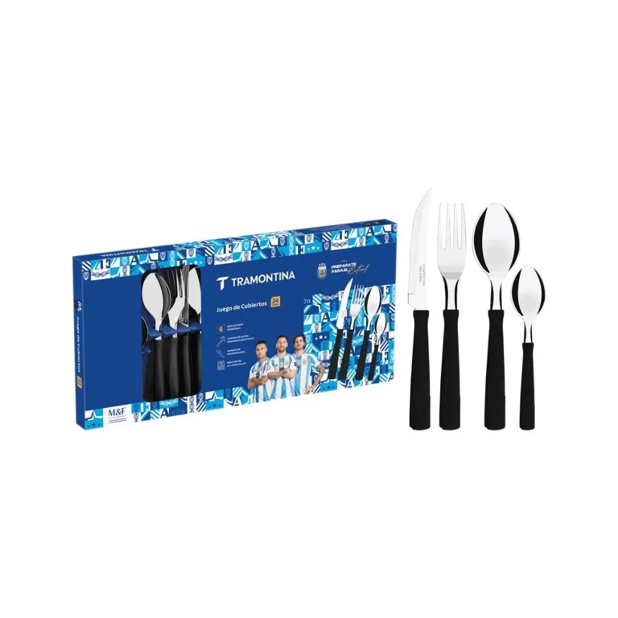 Set cubiertos New Kolor negros x 24 caja – TRAMONTINA