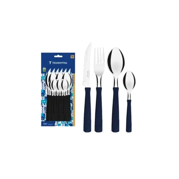 Set cubiertos New Kolor azules x 24 blister – TRAMONTINA