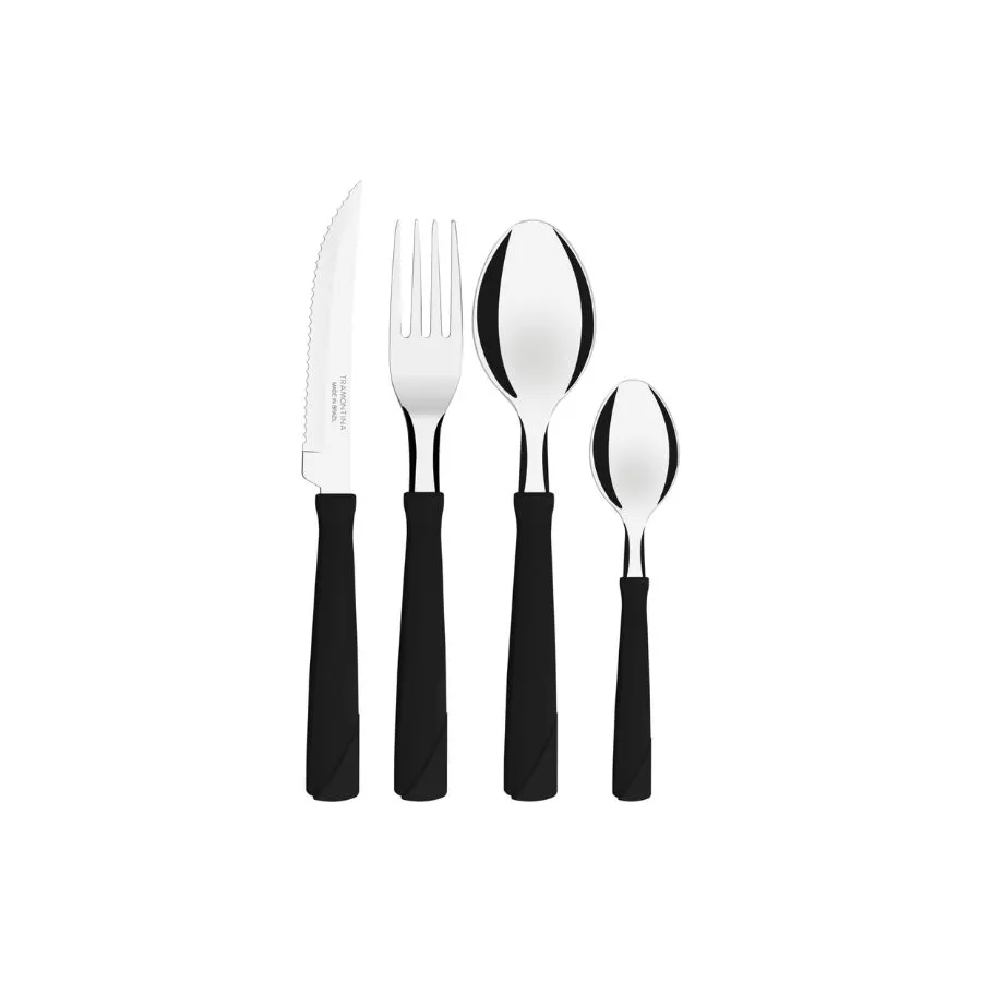 Set cubiertos New Kolor negros x 24 blister – TRAMONTINA