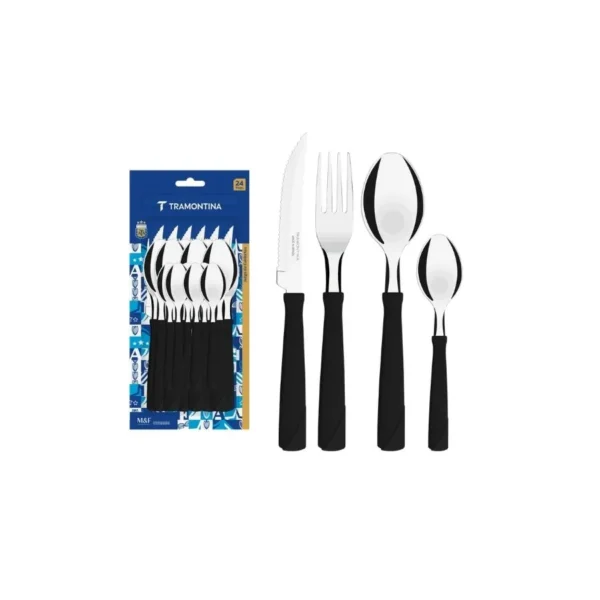 Set cubiertos New Kolor negros x 24 blister – TRAMONTINA