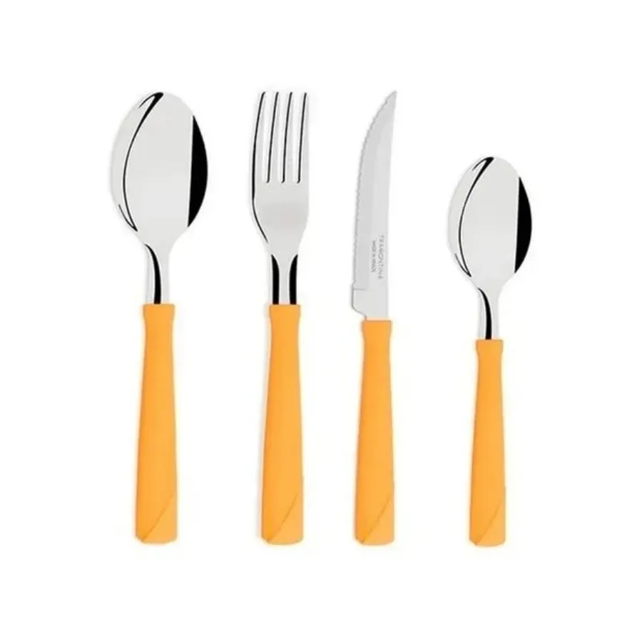 Set cubiertos x24 + cubiertera New Kolor naranja - TRAMONTIN