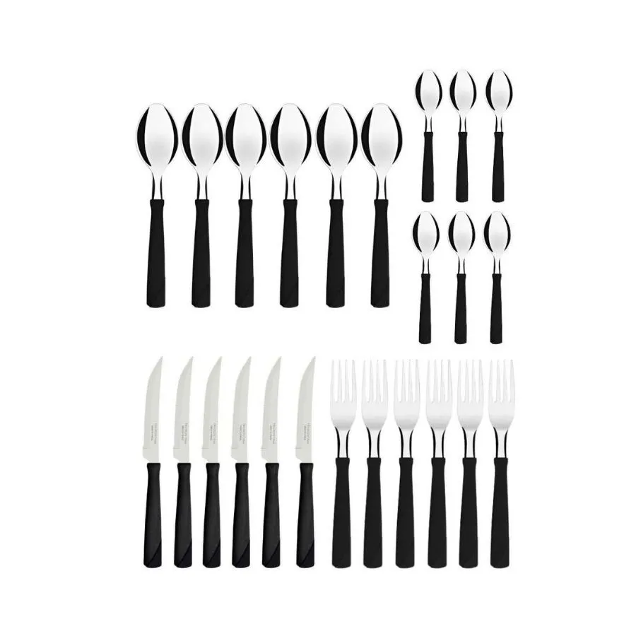 Set cubiertos x24 + cubiertera New Kolor negro - TRAMONTINA