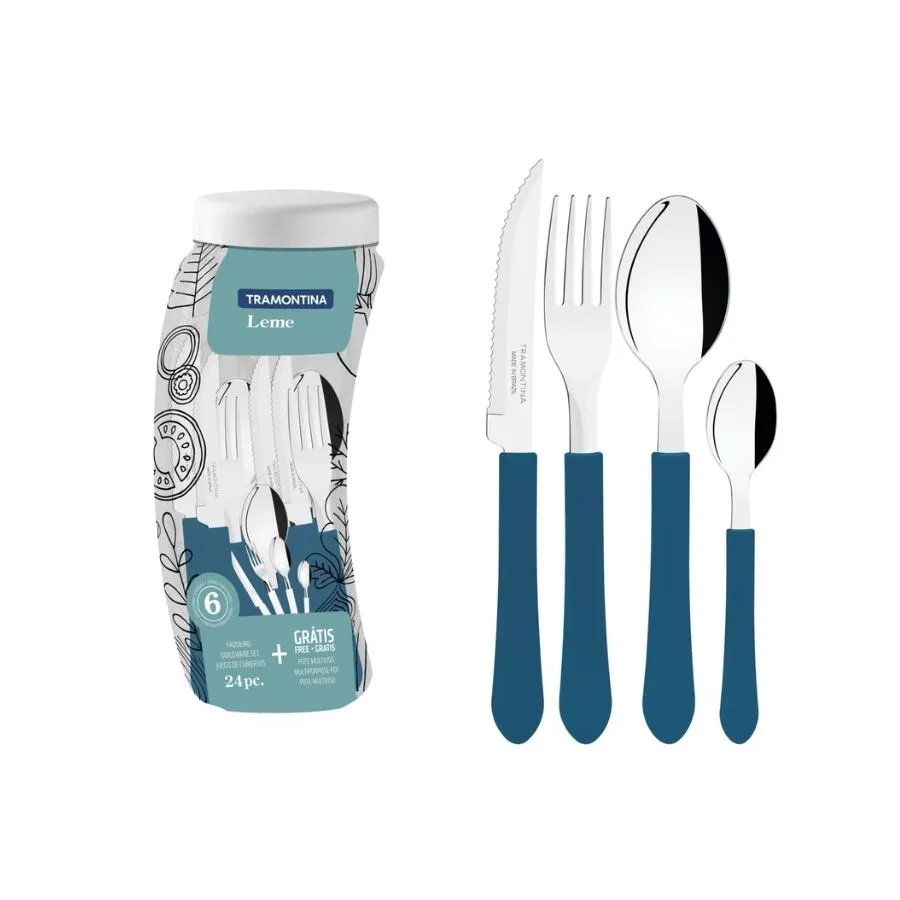 CUBIERTOS SET x 20 PZ TRAM LEME c/TARRO