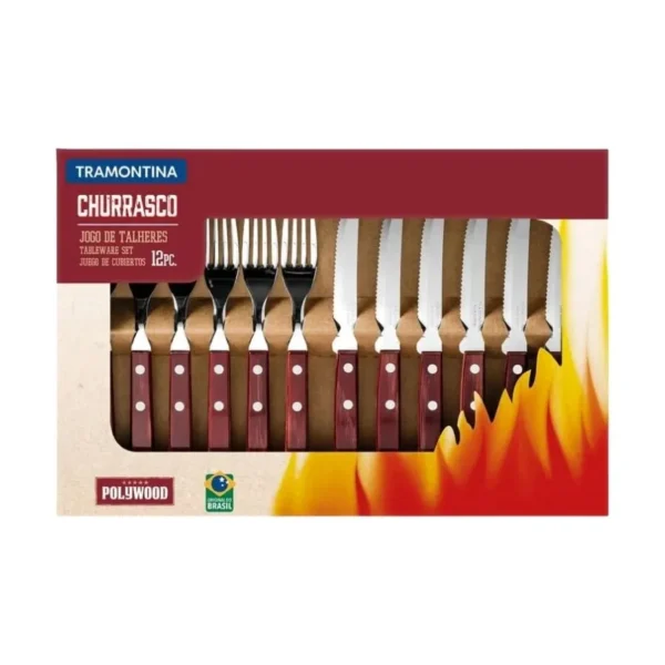 Set de cubiertos para asado Polywood x 12 piezas grande – TRAMONTINA