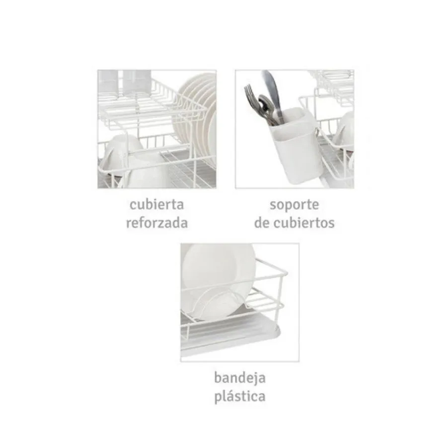 Escurridor metal 2 pisos horizontal blanco - HUDSON