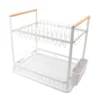 Escurridor metal 2 pisos blanco con madera - HUDSON