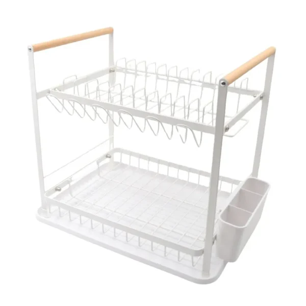 Escurridor metal 2 pisos blanco con madera – HUDSON