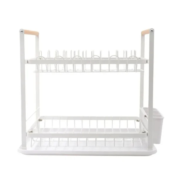 Escurridor metal 2 pisos blanco con madera – HUDSON