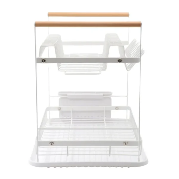 Escurridor metal 2 pisos blanco con madera – HUDSON